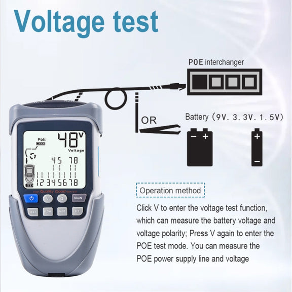 ET613 Network Cable Tester Wire Tracker Battery Voltage POE Test Multi-function Cable Tester