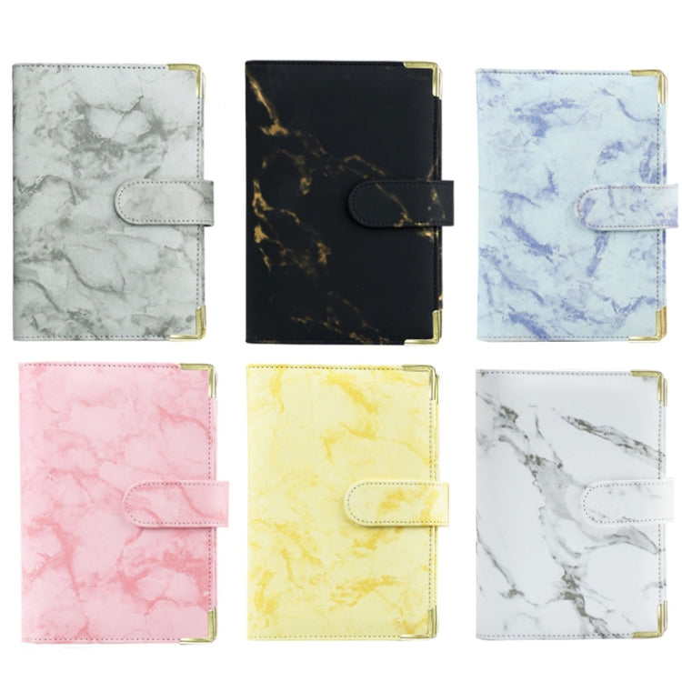 A6 Binder Budget Book Marbled Notebook PU Leather Binder(Black)
