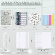 A6 Binder Budget Book Marbled Notebook PU Leather Binder(Black)