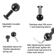 Ball Head Adapter Adjustable Screw Fixed Mount  Camera Underwater Diving Photography Lights Bracket(1/4 Inch  Black)