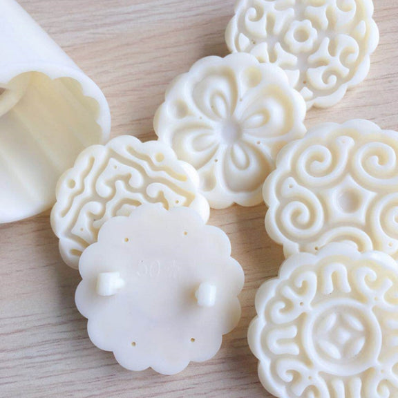 2 PCS Moon Festival Round Hand-Pressed Pastry Mold Baking Tools, Model: 10