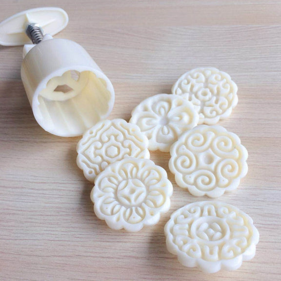 2 PCS Moon Festival Round Hand-Pressed Pastry Mold Baking Tools, Model: 10