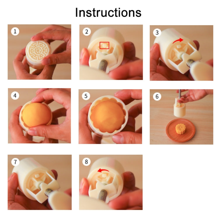 2 PCS Moon Festival Round Hand-Pressed Pastry Mold Baking Tools, Model: 10