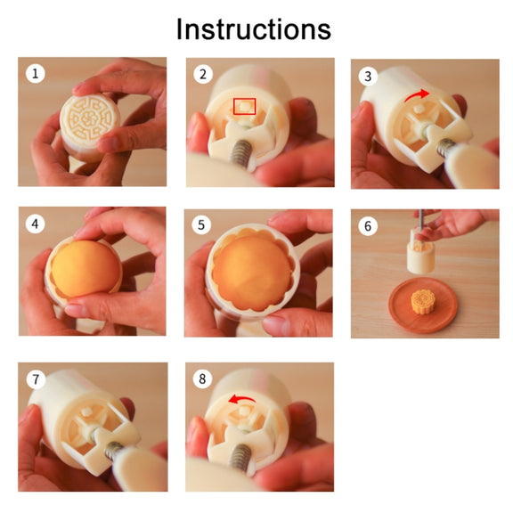2 PCS Moon Festival Round Hand-Pressed Pastry Mold Baking Tools, Model: 30