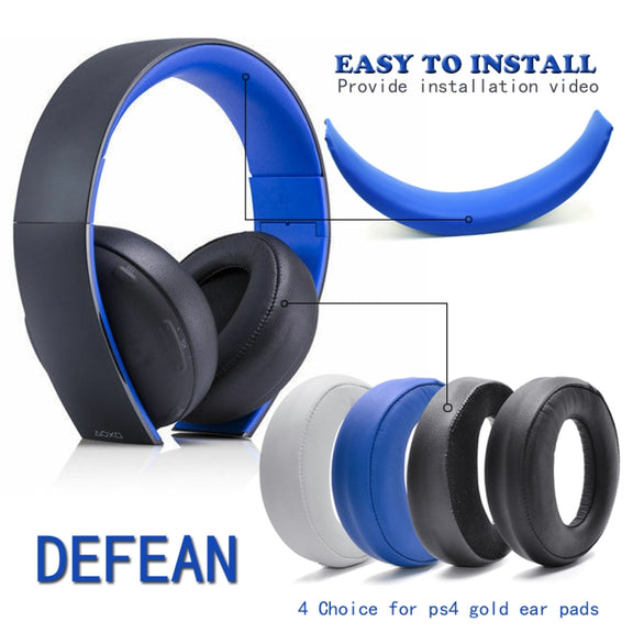2 PCS Headphone Sponge Cover for SONY PS3 PS4 7.1 Gold,Style: Cloth Fiber Earpads