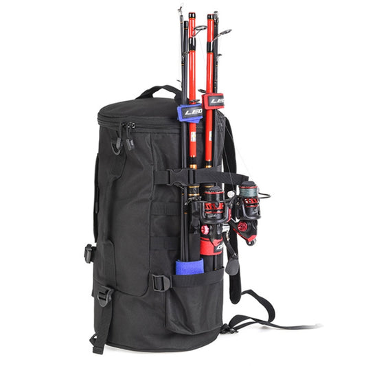 LEO 28085 Cylina Shape Fishing Gear Backpack Fishing Rod Outdoor Shoulder Bag(28085-B Black) - free shipping - PMC Jewellery - Order now!