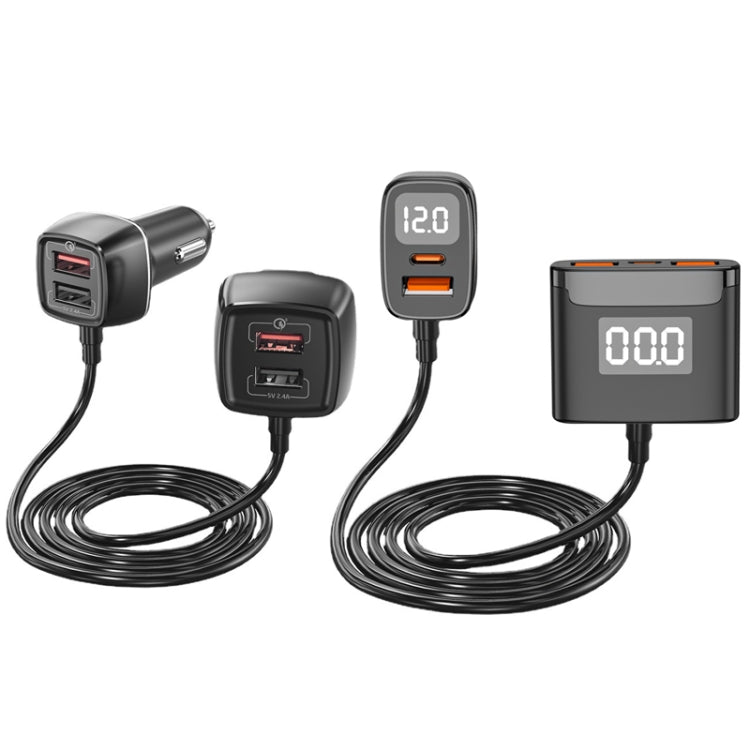 One For Four Car Charger QC3.0 Fast Charge 4USB Car Front And Rear Seat Car Charger, Style: Upgraded Edition