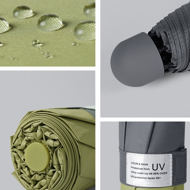 LY-0621 Five-Fold Six-bone Umbrella Simple Black Glue Sunscreen Umbrella(Ink Green) - free shipping - PMC Jewellery - Order now!