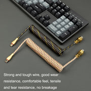 Mechanical Keyboard Spring Cable Gold-plated Aerial Plug(Black)