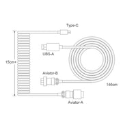 Mechanical Keyboard Spring Cable Gold-plated Aerial Plug(Black)