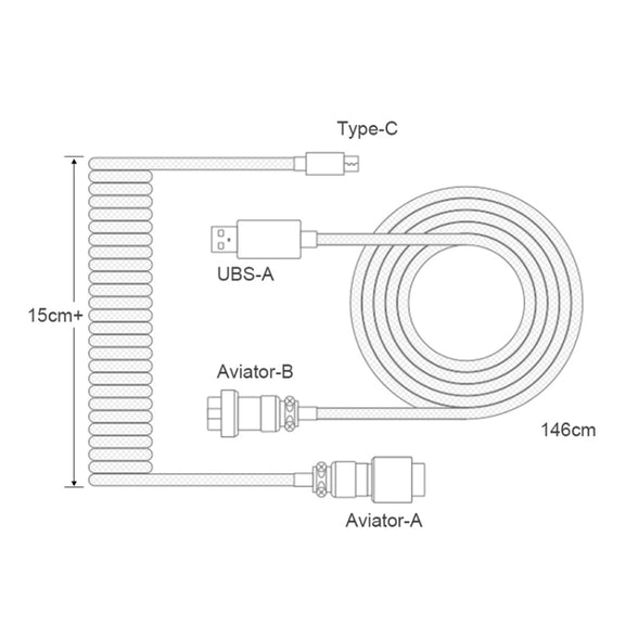 Mechanical Keyboard Spring Cable Gold-plated Aerial Plug(Black)