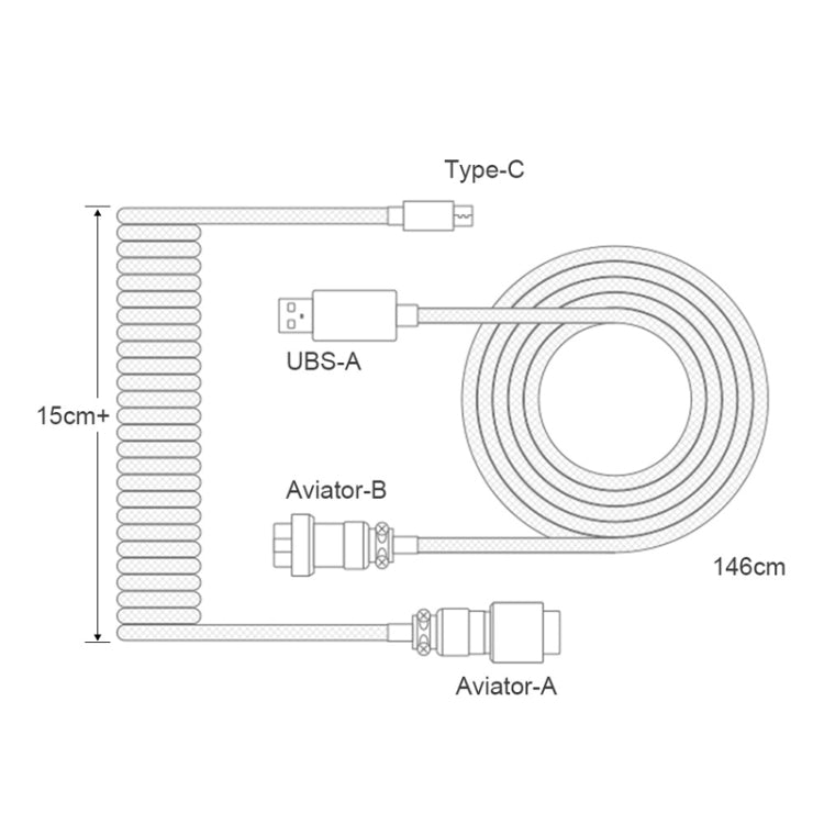 Mechanical Keyboard Spring Cable Gold-plated Aerial Plug(Black)