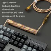 Mechanical Keyboard Spring Cable Gold-plated Aerial Plug(Black)