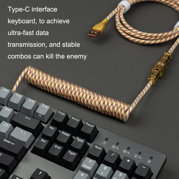 Mechanical Keyboard Spring Cable Gold-plated Aerial Plug(Black)