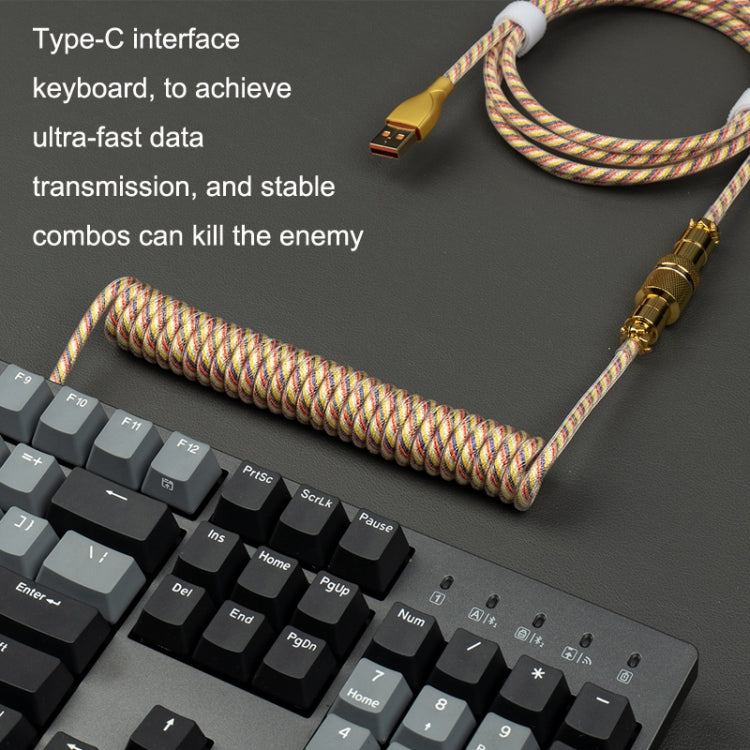 Mechanical Keyboard Spring Cable Gold-plated Aerial Plug(Black)