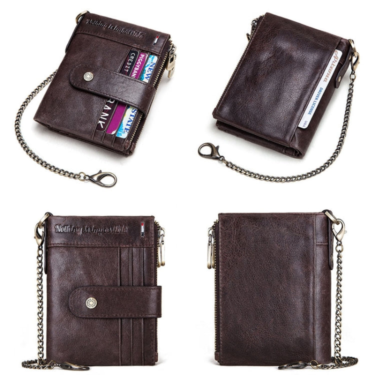 HUMERPAUL BP896 RFID Anti-Theft Brush Dual Zipper Leather Wallet Multi-Card Men Purse(Black) - free shipping - PMC TechLife - Order now!