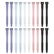 3 Sets 20pcs/Set  Fishbone Silicone Cable Tie Cable Organizer Winder, Color: Five color