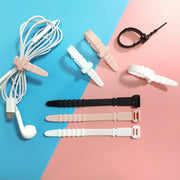 3 Sets 20pcs/Set  Fishbone Silicone Cable Tie Cable Organizer Winder, Color: Five color
