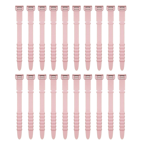 3 Sets 20pcs/Set  Fishbone Silicone Cable Tie Cable Organizer Winder, Color: Pink