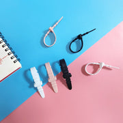 3 Sets 20pcs/Set  Fishbone Silicone Cable Tie Cable Organizer Winder, Color: Pink