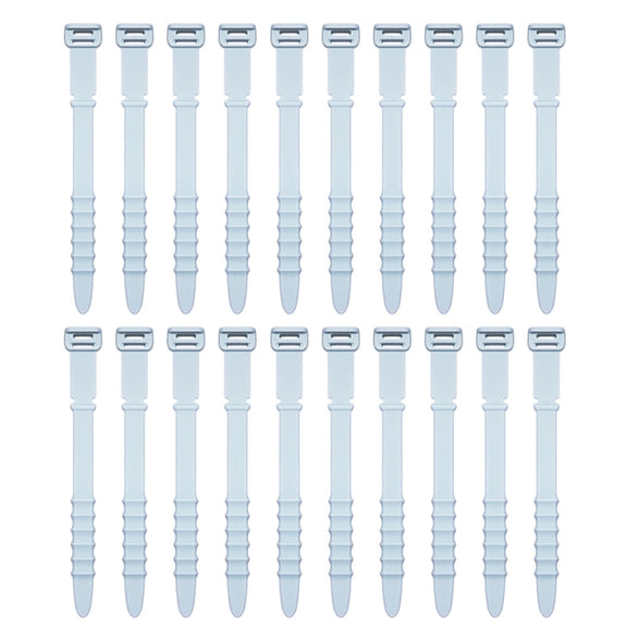 3 Sets 20pcs/Set  Fishbone Silicone Cable Tie Cable Organizer Winder, Color: White Ice Color