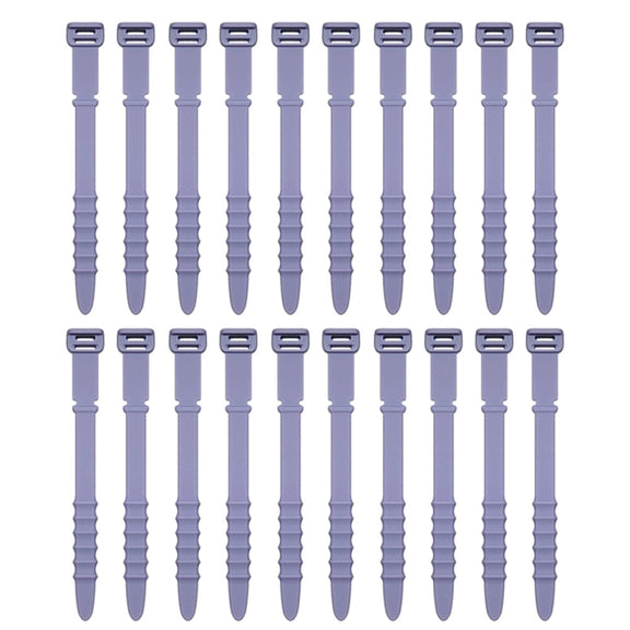 3 Sets 20pcs/Set  Fishbone Silicone Cable Tie Cable Organizer Winder, Color: Purple
