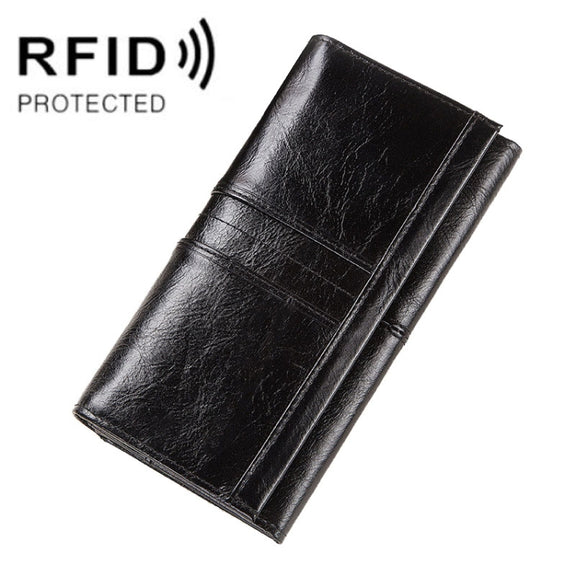 BP806 RFID Anti-Theft Brush Lady Wallet Multi-Card Clutch Bag(Black)