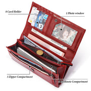 BP806 RFID Anti-Theft Brush Lady Wallet Multi-Card Clutch Bag(Red)