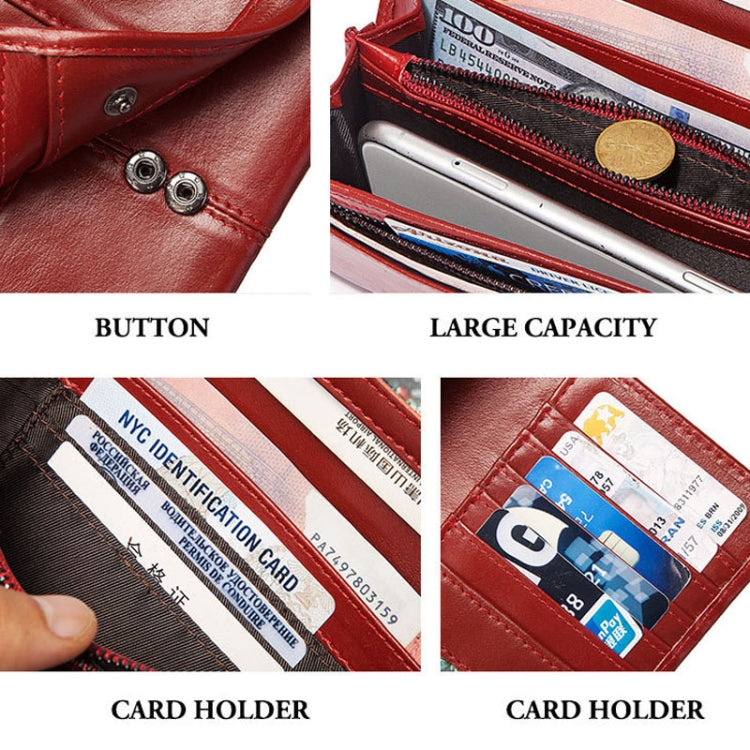 BP806 RFID Anti-Theft Brush Lady Wallet Multi-Card Clutch Bag(Green) - Antimagnetic RFID Package by PMC Jewellery | Online Shopping South Africa | PMC Jewellery | Buy Now Pay Later Mobicred