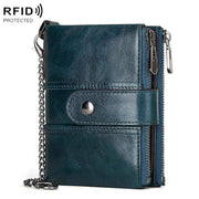 BP804 RFID Anti-Theft Wallet Multi-Function Buckle Zipper Retro Leisure Coin Purse(Blue)