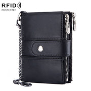 BP804 RFID Anti-Theft Wallet Multi-Function Buckle Zipper Retro Leisure Coin Purse(Black)