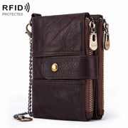 BP804 RFID Anti-Theft Wallet Multi-Function Buckle Zipper Retro Leisure Coin Purse(Brown)