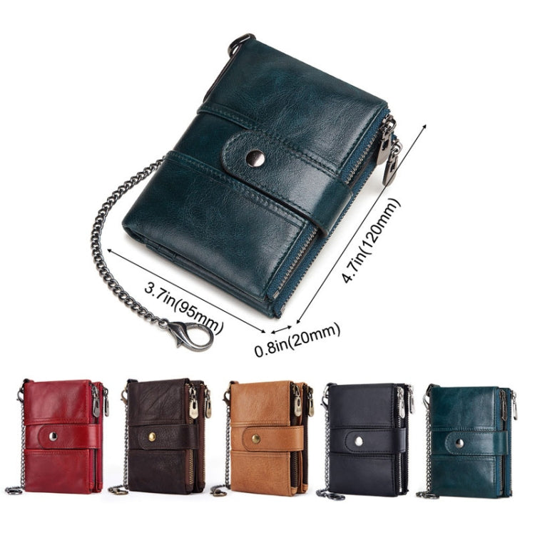 BP804 RFID Anti-Theft Wallet Multi-Function Buckle Zipper Retro Leisure Coin Purse(Red)
