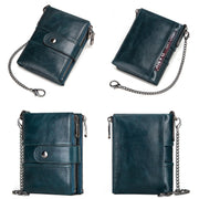 BP804 RFID Anti-Theft Wallet Multi-Function Buckle Zipper Retro Leisure Coin Purse(Brown)