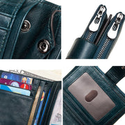 BP804 RFID Anti-Theft Wallet Multi-Function Buckle Zipper Retro Leisure Coin Purse(Khaki)