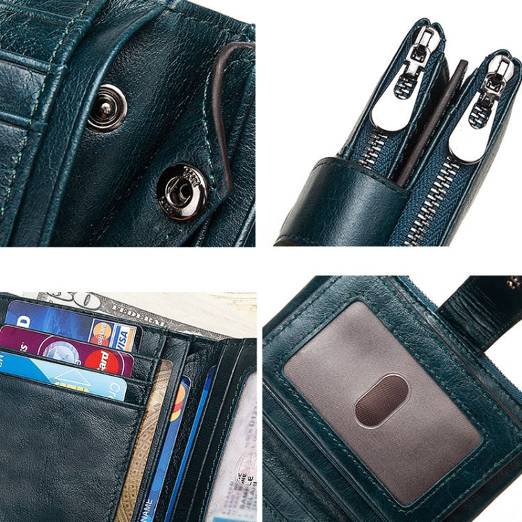 BP804 RFID Anti-Theft Wallet Multi-Function Buckle Zipper Retro Leisure Coin Purse(Red)