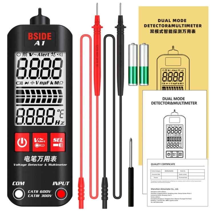 BSIDE A1 Dual Mode Smart Handheld High Precision Detection Electrician Voltage Multimeter Without Battery(Black) - Digital Multimeter by BSIDE | Online Shopping South Africa | PMC Jewellery | Buy Now Pay Later Mobicred