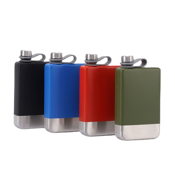 9oz Portable 304 Stainless Steel Flagon Whiskey Vodka Wine Pot Hip Flask(Blue)