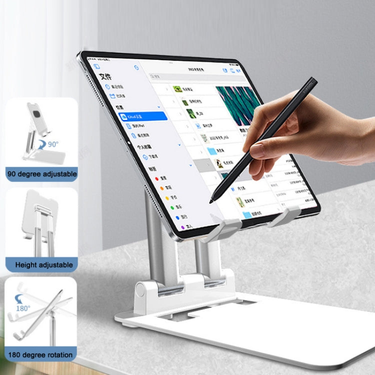 Tablet Mobile Phone Desktop Double Pole Lifting Folding Bracket, Color: White (Small)