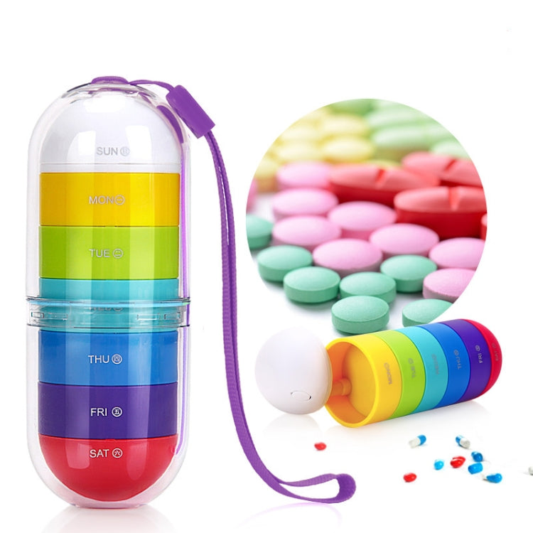 Portable Cylindrical Rotary 7 Compartments Independent Plastic Travel Pill Box(As Show) - free shipping - PMC TechLife - Order now!