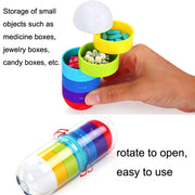 Portable Cylindrical Rotary 7 Compartments Independent Plastic Travel Pill Box(As Show)