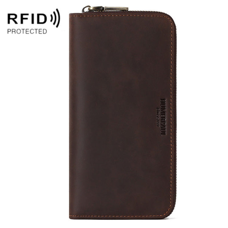 HUMERPAUL BP816 RFID Anti-Magnetic Men Long Wallet Business Retro Multi-Card Solt Handbag(Brown) - free shipping - PMC Jewellery - Order now!