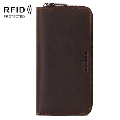 HUMERPAUL BP816 RFID Anti-Magnetic Men Long Wallet Business Retro Multi-Card Solt Handbag(Brown) - free shipping - PMC Jewellery - Order now!