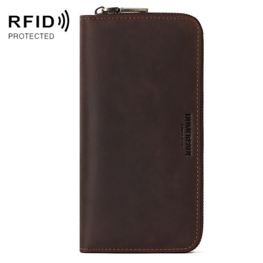 HUMERPAUL BP816 RFID Anti-Magnetic Men Long Wallet Business Retro Multi-Card Solt Handbag(Brown) - free shipping - PMC Jewellery - Order now!