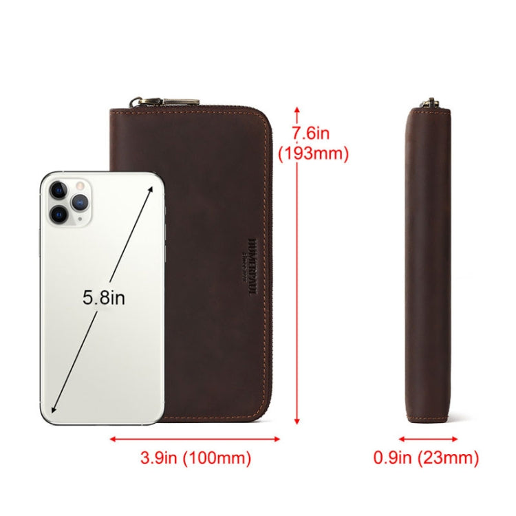 HUMERPAUL BP816 RFID Anti-Magnetic Men Long Wallet Business Retro Multi-Card Solt Handbag(Brown) - free shipping - PMC Jewellery - Order now!
