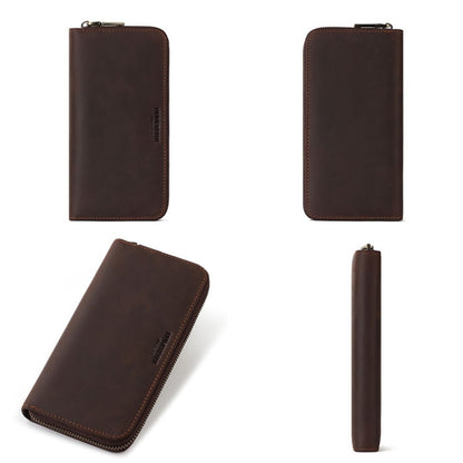 HUMERPAUL BP816 RFID Anti-Magnetic Men Long Wallet Business Retro Multi-Card Solt Handbag(Brown) - free shipping - PMC Jewellery - Order now!