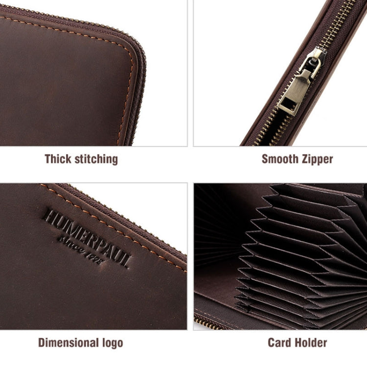 HUMERPAUL BP816 RFID Anti-Magnetic Men Long Wallet Business Retro Multi-Card Solt Handbag(Brown) - free shipping - PMC Jewellery - Order now!