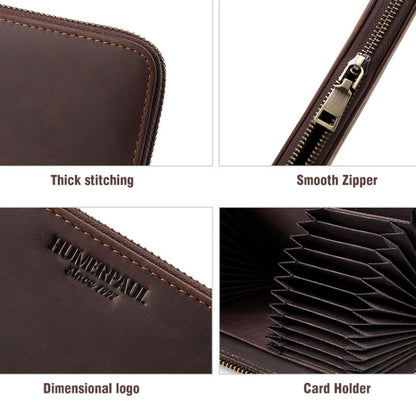 HUMERPAUL BP816 RFID Anti-Magnetic Men Long Wallet Business Retro Multi-Card Solt Handbag(Brown) - free shipping - PMC Jewellery - Order now!