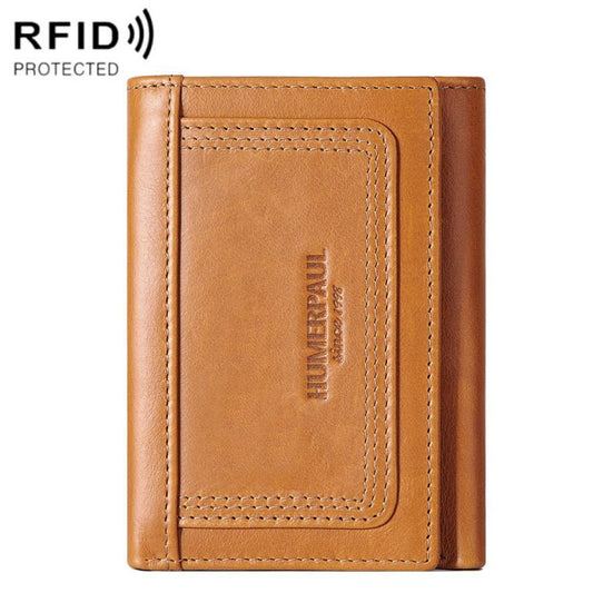 HUMERPAUL BP992 RFID Anti-Magnetic Multi-Card Position Zipper Coin Purse Leather Men Wallet(Brown) - free shipping - PMC Jewellery - Order now!