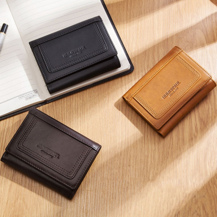 HUMERPAUL BP992 RFID Anti-Magnetic Multi-Card Position Zipper Coin Purse Leather Men Wallet(Dark Brown) - free shipping - PMC TechLife - Order now!
